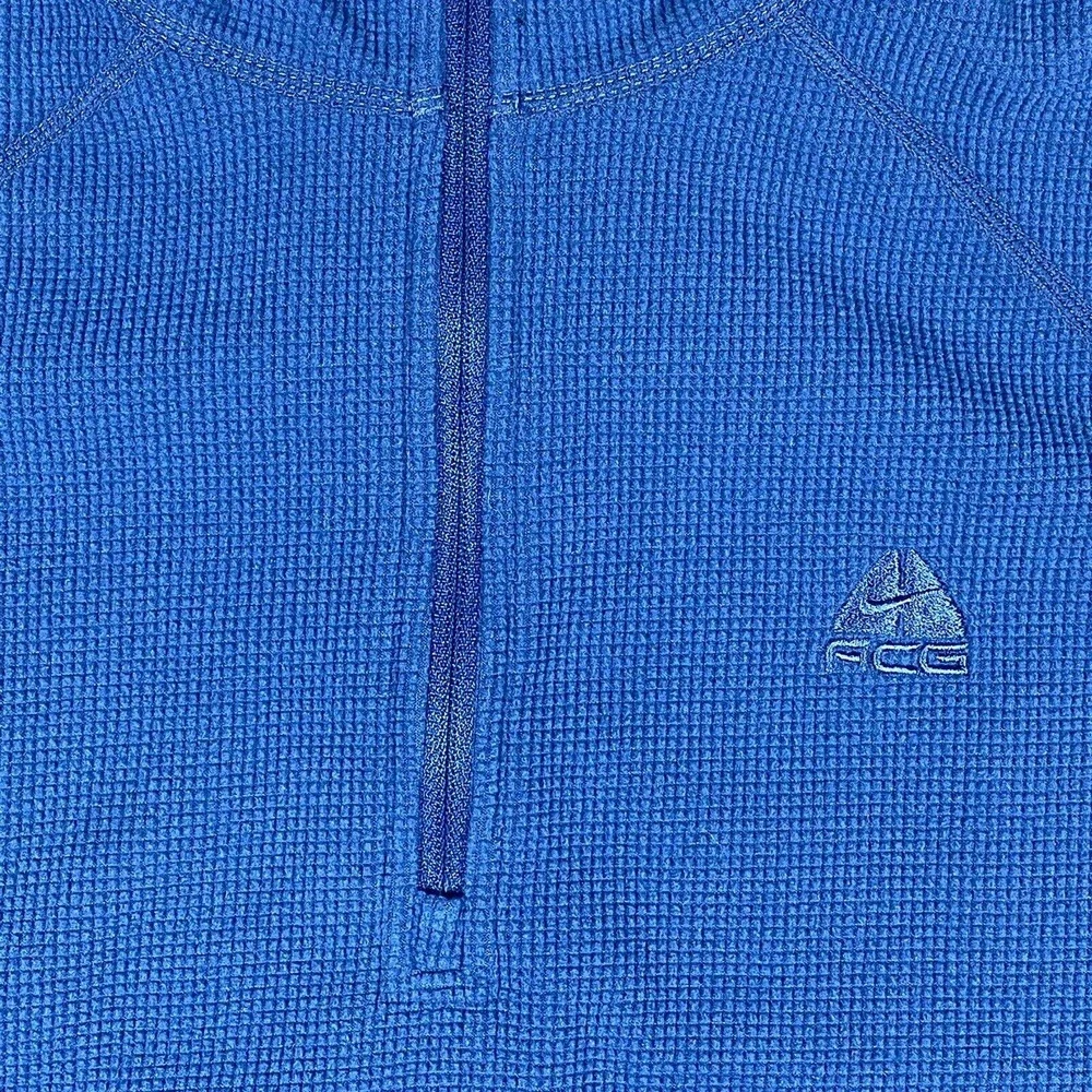 Vintage Nike ACG Fleece Pullover Shirt 1/4 Zip Mock Size Large Therma Fit Blue_2